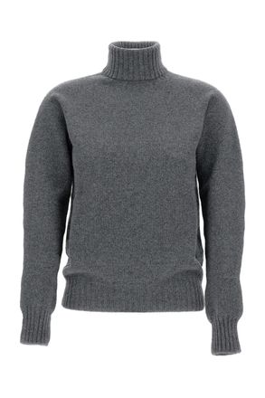 Drumohr Flat-Knit Wool Turtleneck Sweater With Ribbed Details