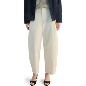 Mango Straight Leg Cotton Pants in Ecru at Nordstrom, Size X-Large