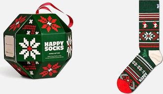 Happy Socks Mens Snowflake Socks Gift Set, Dark Green