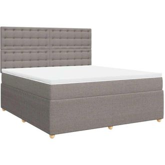 vidaXL Cama Box Spring Con Colch&oacute;n Tela Gris Taupe 180x200 Cm
