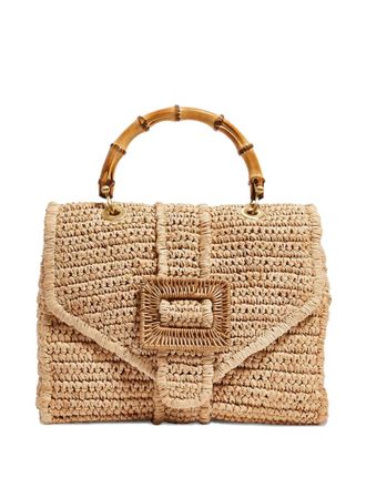 Pamela Munson The Avis bamboo-detail tote bag - women - Raffia - One Size - Neutrals