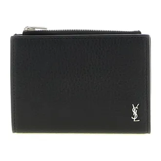 Saint Laurent Tiny Cassandre Bi-fold Wallet - male - Saint Laurent - Wallets & Cardholders - Black - ONE SIZE - Accessories