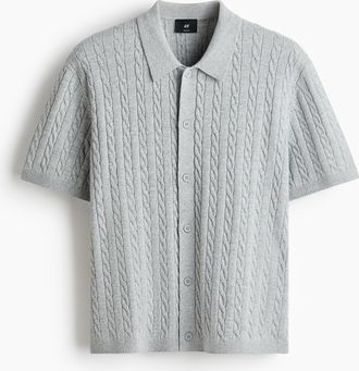 H&M Hemd in Zopfstrick Regular Fit - Grau
