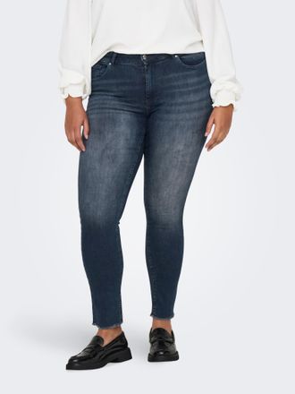 Only Carmakoma Skinny-fit-Jeans ONLY CARMAKOMA CARWILLY REG SK ANK RW REA422 NOOS, Damen, Gr. 42, L&auml;nge 32, blau (blau schwarz denim), Denim/Jeans, Obermaterial: 92%