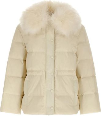 Yves Salomon Donsjack - Dames - Winterjassen - Wit - M - Leer - Jassen