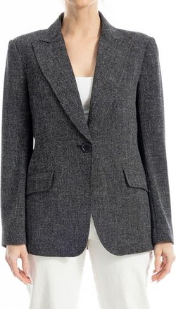 Max Studio One Button Blazer in Black Melange at Nordstrom Rack, Size X-Large