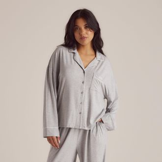 Lounge Modal Pyjama Shirt - Grijs Marl - XXL - Het perfecte cadeau voor haar