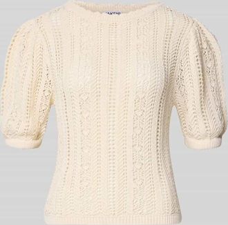 Jake*s Casual Strickshirt mit Rundhalsausschnitt und Wellensaum in Beige, Gr&ouml;&szlig;e XXL