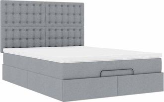 vidaXL Vidaxl - Estructura Cama Otomana Con Colch&oacute;n Tela Gris Claro 140x190 Cm
