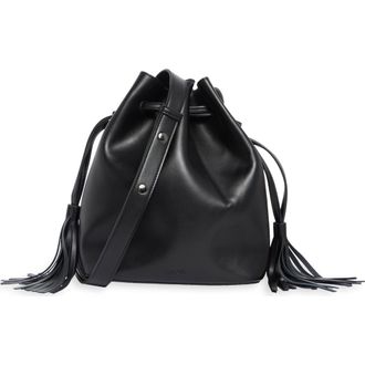 BCBGeneration Tasseled Faux Leather Bucket Bag in Black at Nordstrom Rack