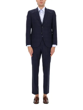 HUGO BOSS Virgin Wool Pant Suit - Blue