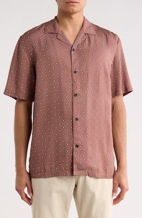 Rag & Bone Alan Geo Print Camp Shirt in Warm Red Multi at Nordstrom Rack, Size X-Large