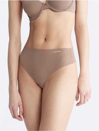 Calvin Klein Womens Invisibles High Rise Thong - Brown - XS