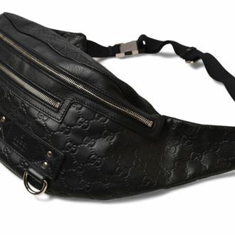 Gucci Navy Red Color Leather Sling Bag (Pre-Owned)