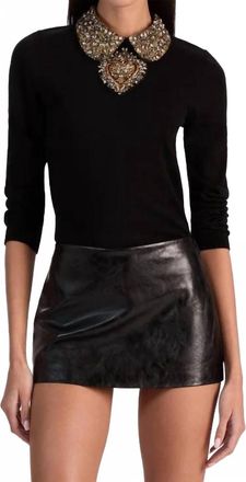 Alice & Olivia Porla Collared Sweater In Black