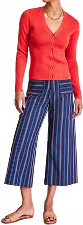 Karen Kane Cropped Wide Leg Pant In Stripe