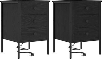 vidaXL Vidaxl - Cajoneras de Noche con cajón 2 pcs Roble negro 42 x 41 x 61 cm