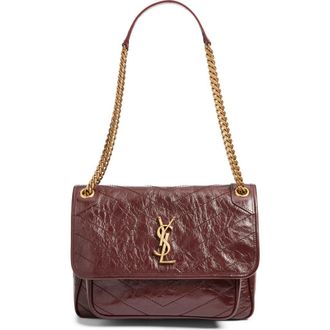 Saint Laurent Medium Niki Leather Shoulder Bag in Rouge Cabernet at Nordstrom