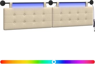 vidaXL Cabecero Colgante Con Luz Led Crema Tela Vidaxl