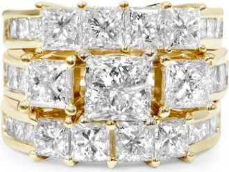 Pompeii3 4 1/3ct Princess Cut Enhanced Diamond Engagement Guard Ring Set 14K Yellow Gold