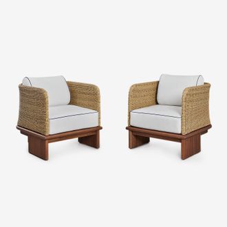 Sklum Sklum - Pack De 2 Sillones De Jard&iacute;n En Rat&aacute;n Y Madera De Acacia Famara