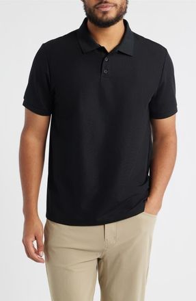 Zella Textured Performance Polo in Black at Nordstrom, Size Xx-Large