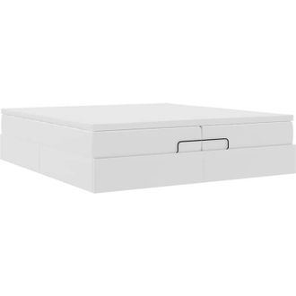vidaXL Estructura Cama Otomana Colchones Cuero Sint&eacute;tico Blanco Vidaxl