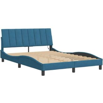 vidaXL Estructura De Cama Con Luces Led Terciopelo Azul 140x190 Cm Vidaxl