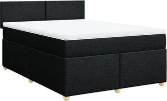 vidaXL Cama Box Spring Con Colch&oacute;n Tela Negro 140x190 Cm Vidaxl