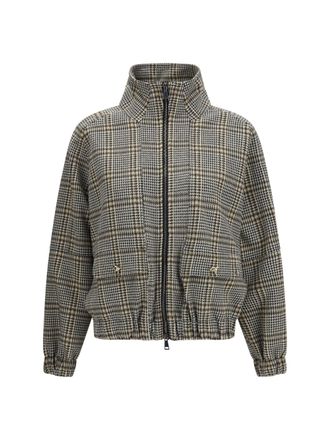 Fabiana Filippi Check Jersey Bomber Jacket - Gray