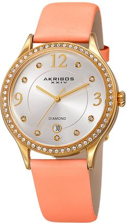 Akribos XXIV Quartz Diamond Crystal Silver Dial Ladies Watch AK1011PK