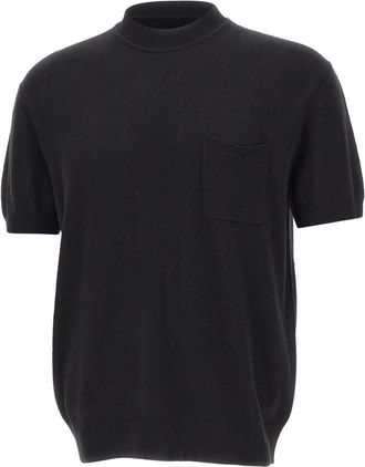 Paolo Pecora Kortmouw Zijden Trui met Ronde Hals - Heren - T-shirts - Zwart - L - Tops