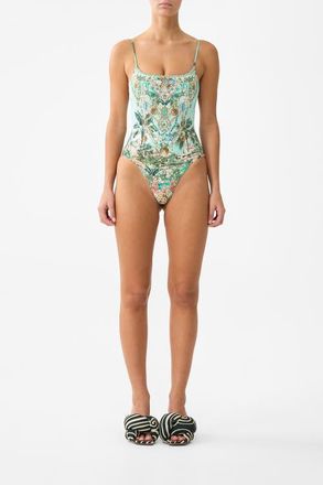 Camilla Straight Neck One Piece W Back Strap Detail in Balearic Beb&eacute; at Nordstrom, Size X-Large Au