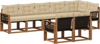 vidaXL Conjunto De Sof&aacute;s De Exterior 8 Uds. Natural Y Beige Vidaxl