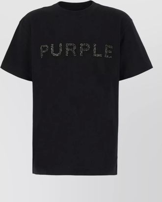 Purple cotton crew neck short sleeve t shirt