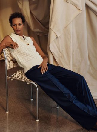 Contemporaine Womens Moderne belted pintuck seam pant Fit: Wide leg, high rise