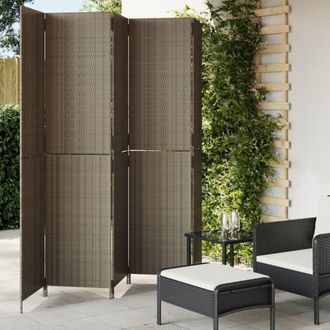vidaXL Biombo De 5 Paneles Rat&aacute;n Sint&eacute;tico Gris Vidaxl