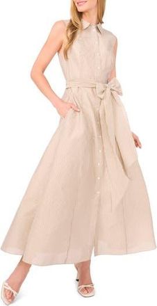 Ted Baker Stripe Sleeveless Midi Shirtdress in Taupe Bisque at Nordstrom Rack, Size X-Small