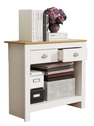 VCM Caja De Cajones De Madera Sideboard Con Compartimento Abierto Y Cajones Dimensiones Aprox. Al. 76 X An. 85 X P. 35 Cm - Balusa S (blanco) - Vcm