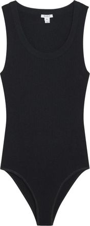 Alaia Mouwloze Bodysuit van Geribbelde Knit - Dames - Bodies - Zwart - S - Leer - Tops