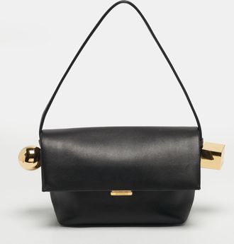 Jacquemus Black Leather Le Rond Carre Shoulder Bag