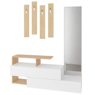 Concept Usine Mueble de entrada de madera/blanco y perchero