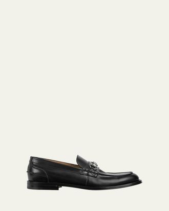 Gucci Mens Dromos Leather Horsebit Loafers