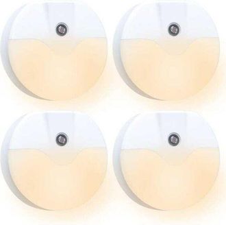 OEM (juego De 4, Luz C&aacute;lida) Bombillas Led Redondas Para Uso Nocturno, Enchufables, Listas Para Usar, Sensibles A La Luz, Adecuadas Para Dormitorios Y Sal