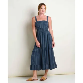 Toad & Co Taj Hemp Tiered Midi Sleeveless Dress in Midnight Dobby at Nordstrom, Size X-Small