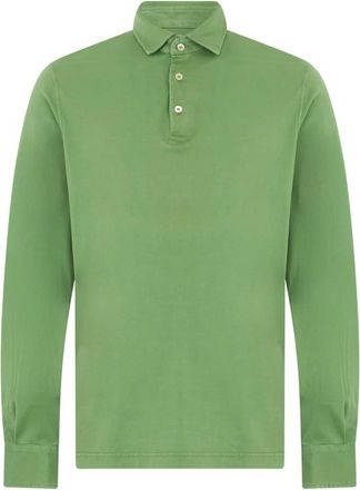 Fedeli Tops, Heren, Groen, L, Katoen, Lange Mouw Polo
