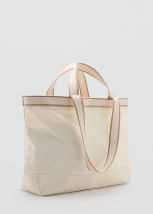 Mango Borsa tote 100% cotone bordi bianco - Uomo - Taglia unica - MANGO MAN