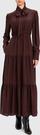 Twin-Set A-Line Long Dress in Viscose with Scarf Neck