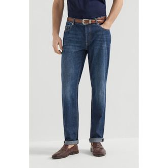 Brunello Cucinelli Lightweight denim trousers in Dark Denim at Nordstrom, Size 52 It