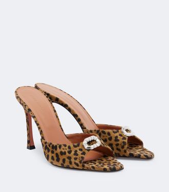 Amina Muaddi Camelia leopard-print suede mules